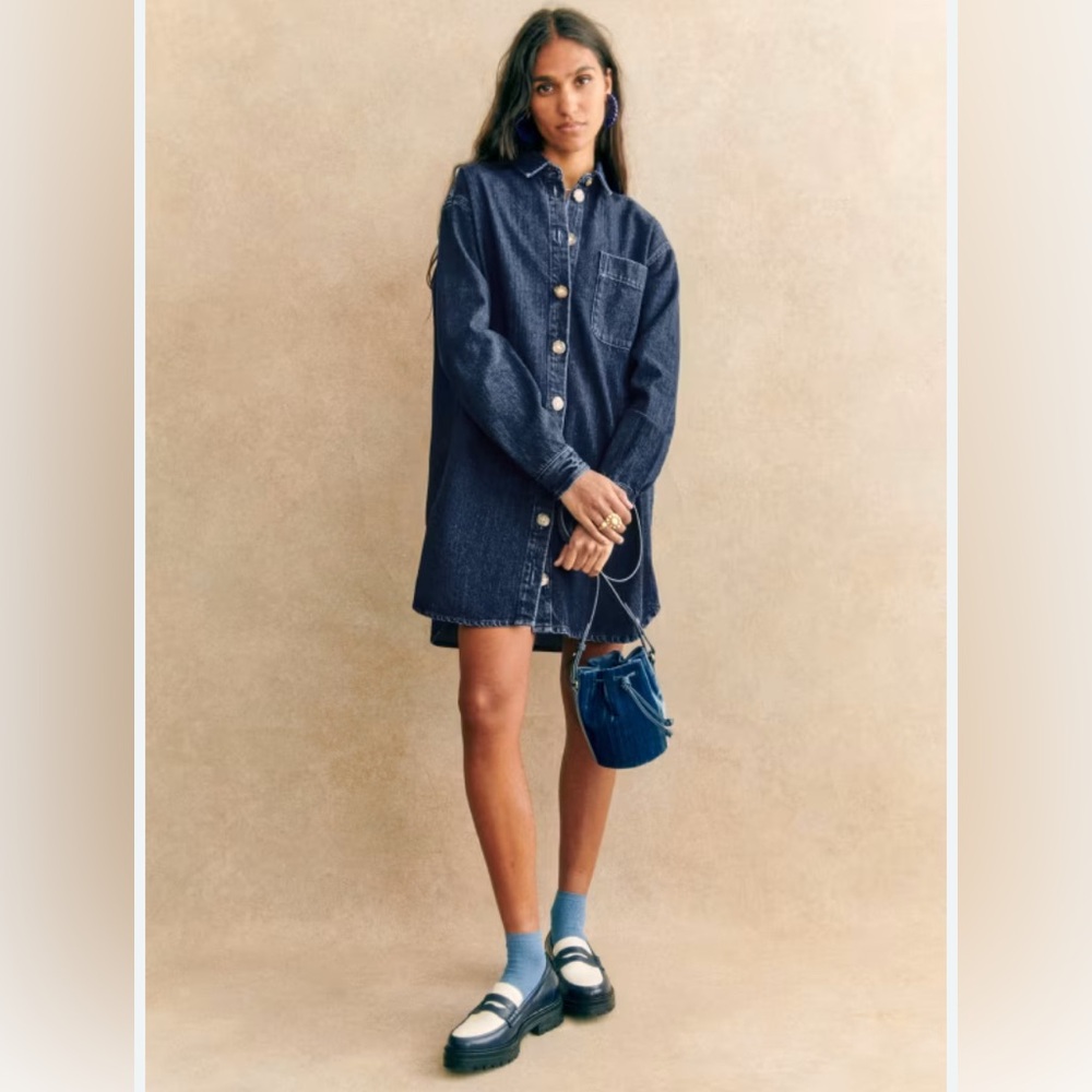 Sezane Denim Blue Dress